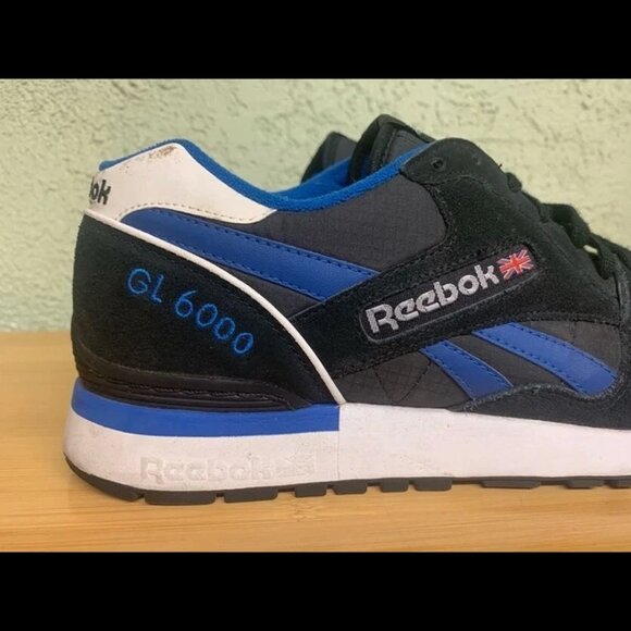 Size 10‎ - Reebok Lifestyle GL 6000 V47346 Mens Black Trust Blue Sneaker Shoes - Picture 2 of 8